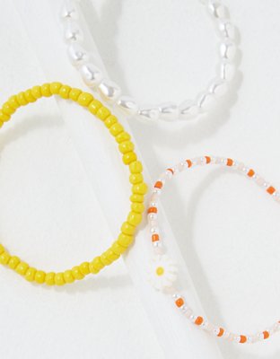 AEO Yellow + Orange Pearl Beaded Bracelet 3-Pack