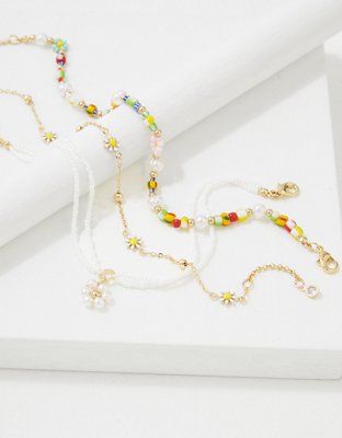 AEO Floral Beaded Anklet 3-Pack