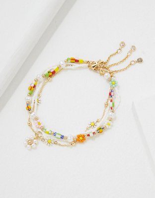 AEO Floral Beaded Anklet 3-Pack