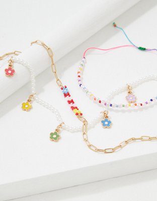 American Eagle AEO Pride Daisy Pearl + Beaded Anklet 3-Pack — фото 2