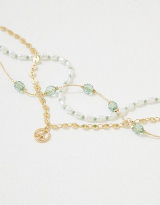 American Eagle AEO Green Resin Peace Anklet 3-Pack — фото 2