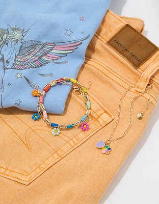 AEO Rainbow Flower Charm Bracelet 3-Pack