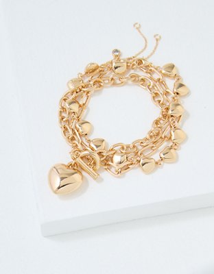 AEO Gold Heart Bracelet 3-Pack