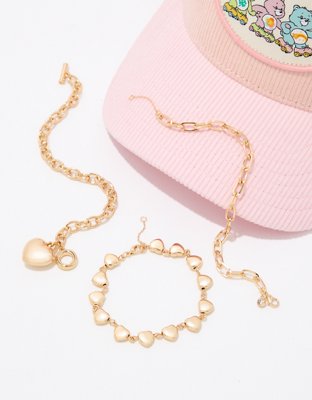 AEO Gold Heart Bracelet 3-Pack