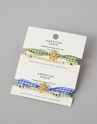 AEO Gingham Daisy Friendship Bracelet 4-Pack