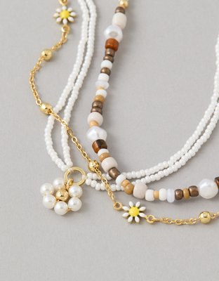 American Eagle AEO Flower Pearl Anklet 3-Pack — фото 2