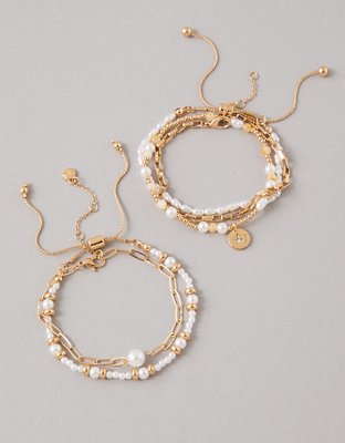 AEO Pearl  Gold Bracelets 5-Pack