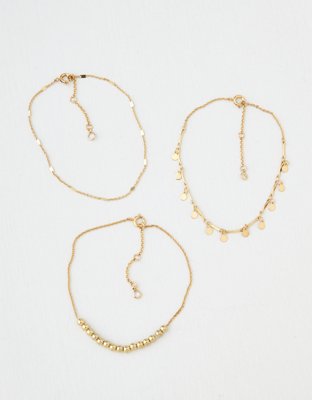 AEO Gold Anklets 3-Pack