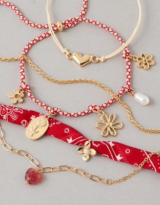 Emballage de cinq bracelets en matériaux mixtes AE