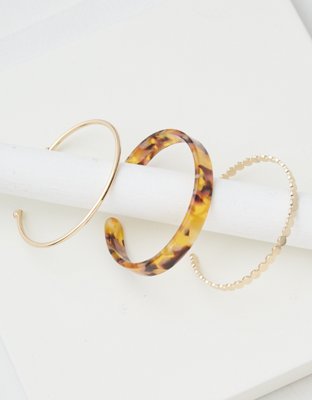 AEO Gold Resin Cuff Bracelets 3-Pack