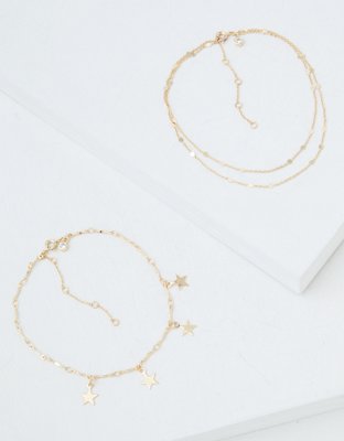 AEO Gold Star Anklets 2-Pack