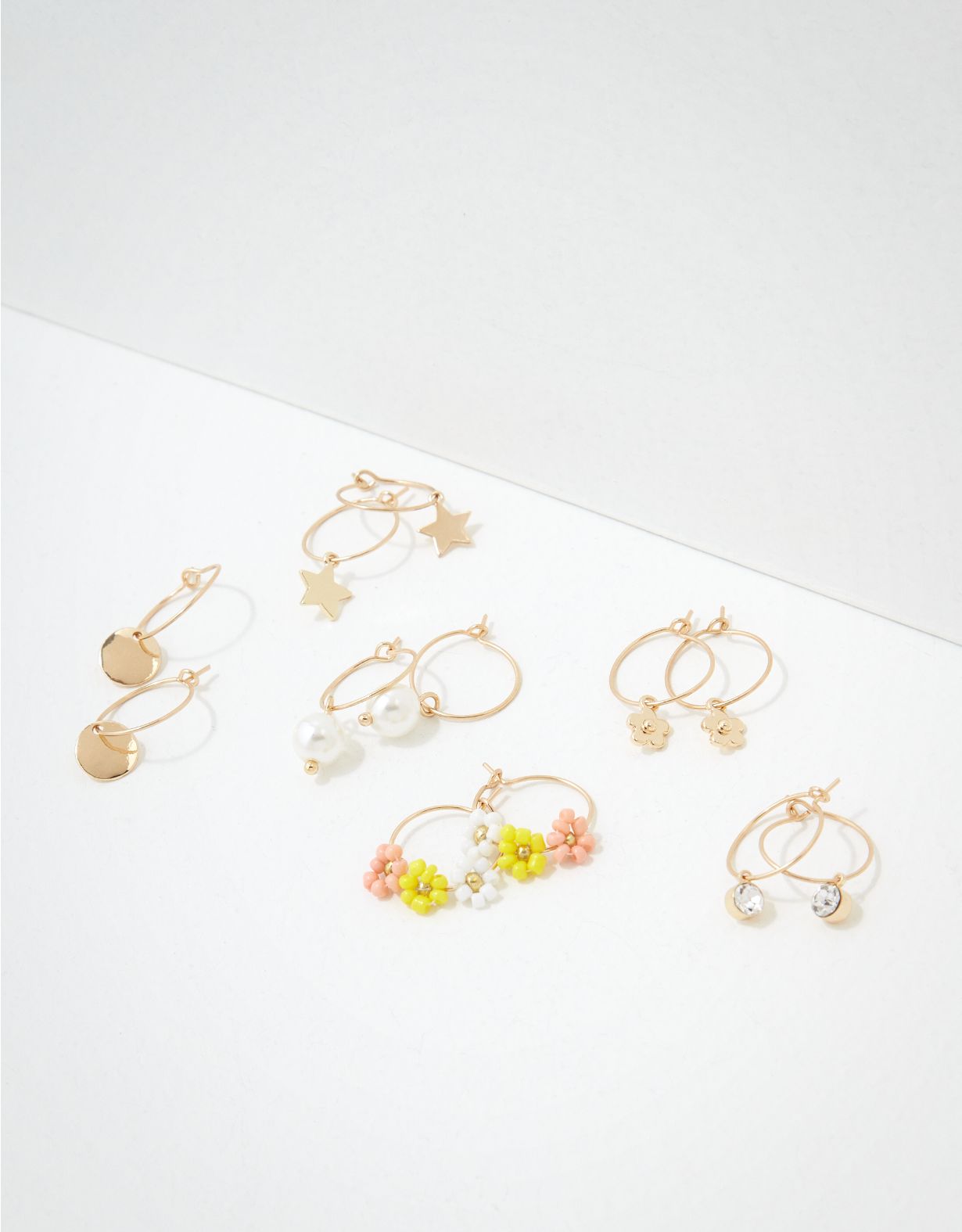 AEO Gold Charm Hoop Earrings 6-Pack