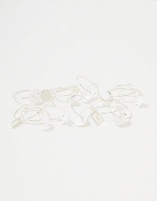 AEO Silver Charm Hoop Earrings 6-Pack