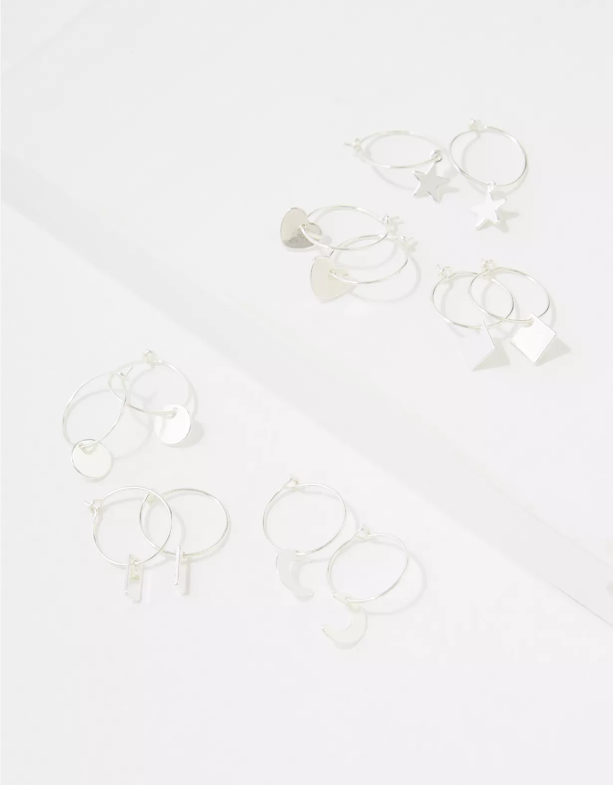 AEO Silver Charm Hoop Earrings 6-Pack