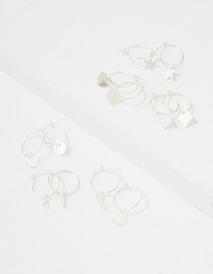 AEO Silver Charm Hoop Earrings 6-Pack