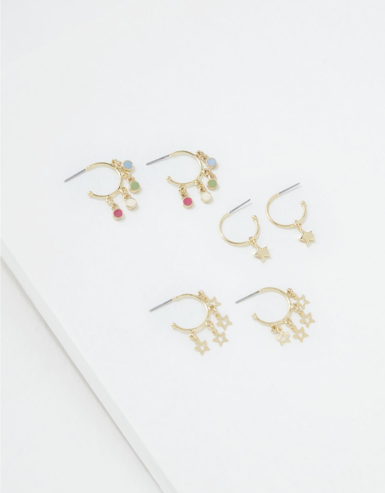 AEO Gold Charm Hoop Earrings 3-Pack
