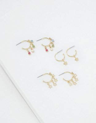 AEO Gold Charm Hoop Earrings 3-Pack