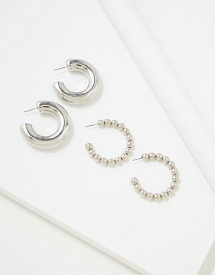 American Eagle AEO Silver Hoop Earrings 2-Pack — фото 2
