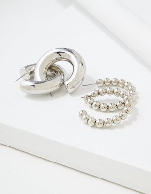 AEO Silver Hoop Earrings 2-Pack