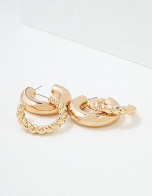 American Eagle AEO Gold Hoop Earrings 2-Pack — фото 2