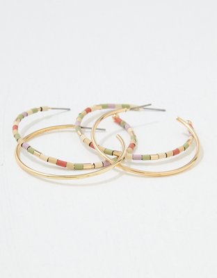 American Eagle AEO Gold Beaded & Hoop Earrings 2-Pack — фото 2