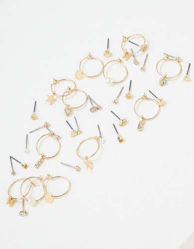 AEO Gold Mini Hoop Earrings 18-Pack