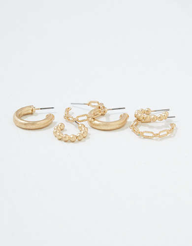 AEO Gold Mini Hoop Earrings 3-Pack