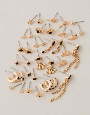 AEO Black & Gold Earrings 18-Pack