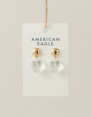 AEO Clear Heart Earrings