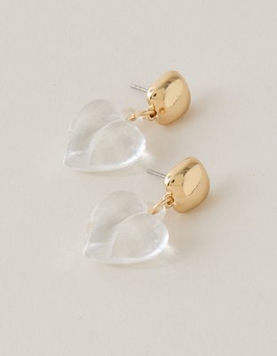 AEO Clear Heart Earrings