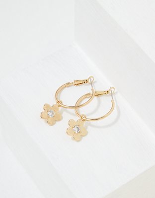 AEO Gold Floral Hoop Earring