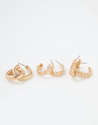 American Eagle AEO Chunky Hoop Earrings 3-Pack — фото 2
