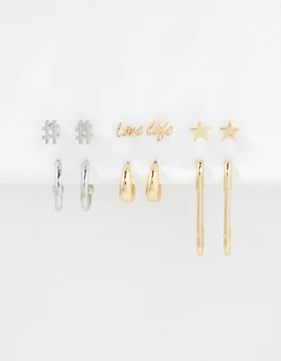 AEO Stud + Hoop Earrings 6Pack
