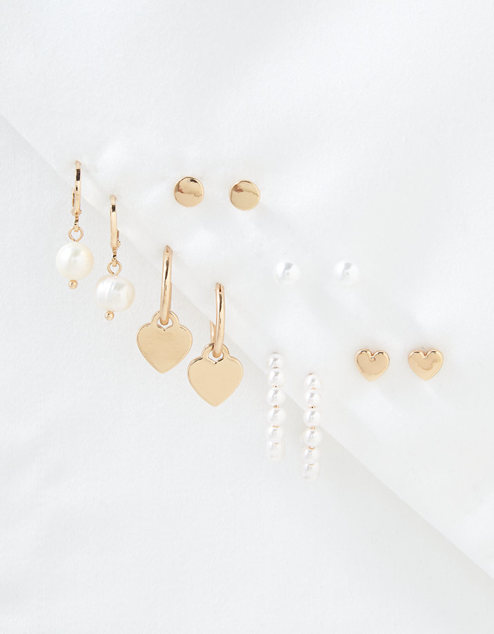 AEO Hearts + Pearls Earrings 6-Pack