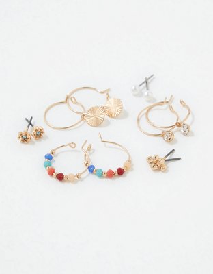 American Eagle AEO Beaded Stud + Hoop Earrings 6-Pack — фото 2