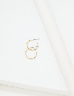 American Eagle AE Demi-Fine 14K Gold Mini Pavee Hoop Earring — фото 3