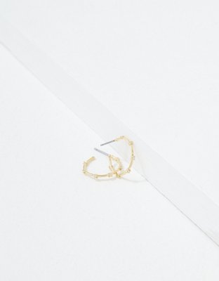 AE Demi-Fine 14K Gold Mini Pavee Hoop Earring