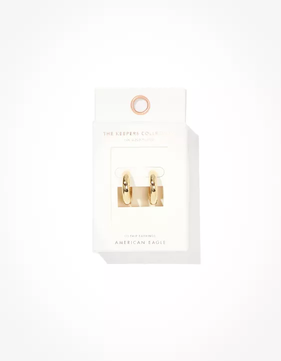 AE Keepers Collection 14K Gold Plated Tubular Hoop Earring
