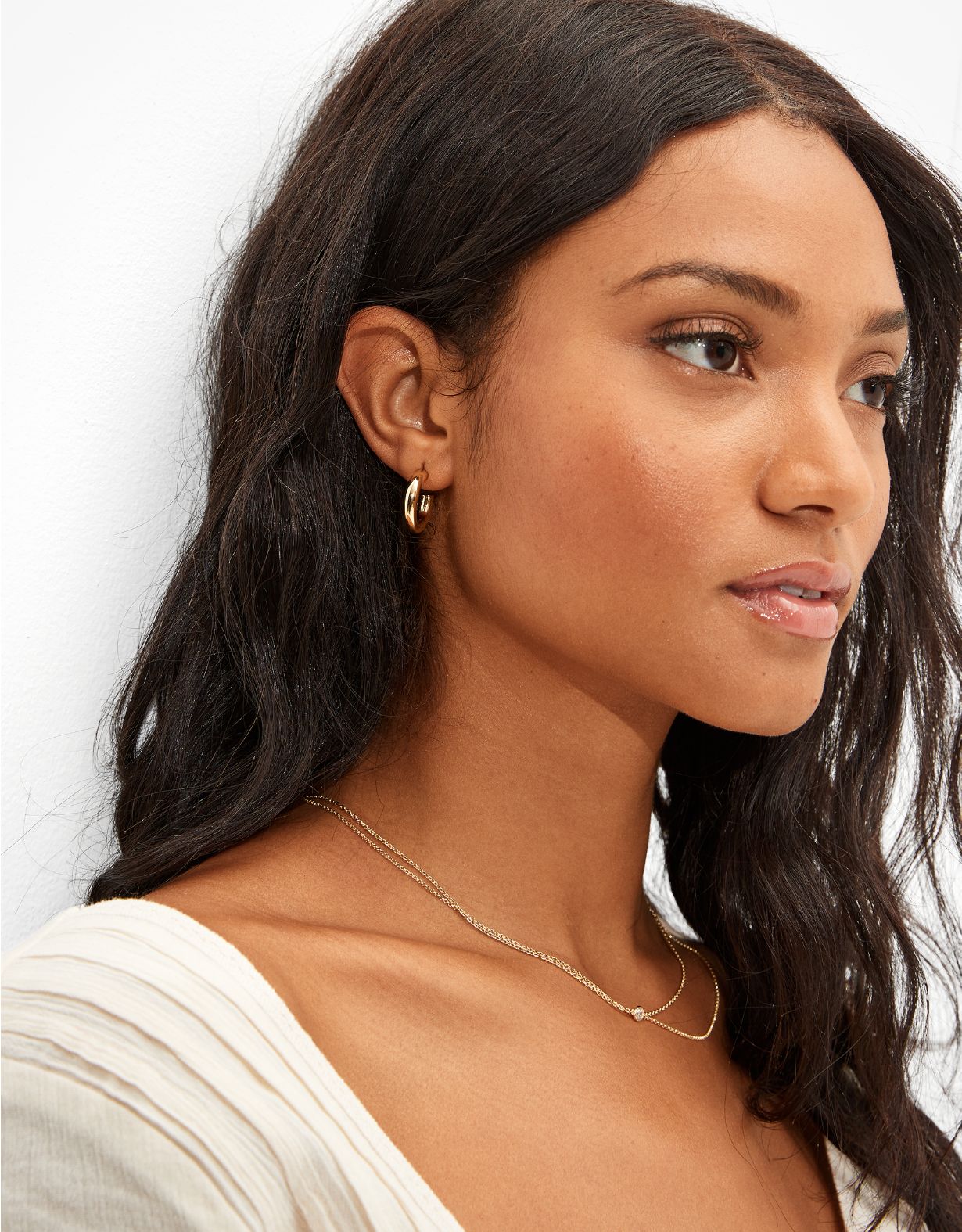 AEO Keepers Collection 14K Gold Plated Tubular Hoop Earring