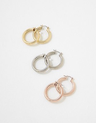 American Eagle AEO Mixed Metal Hoop Earrings 3-Pack — фото 2