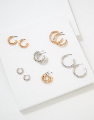 AEO Silver + Gold Hoop Earrings 6-Pack