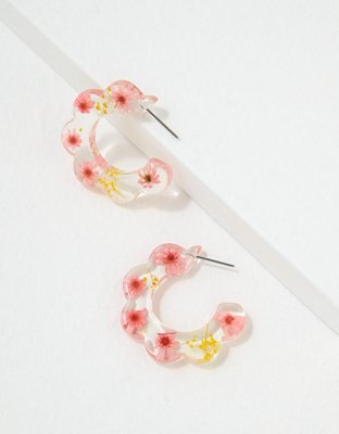 American Eagle AEO Floral Resin Hoop Earrings — фото 2