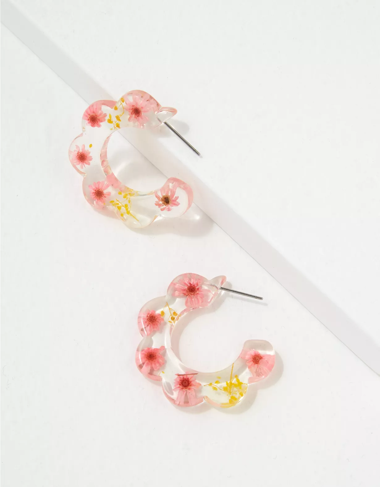 AEO Floral Resin Hoop Earrings