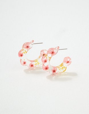 AEO Floral Resin Hoop Earrings