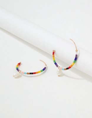 AEO Aretes tipo argollas bordados con cuentas