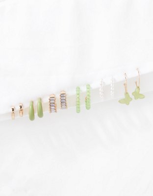 AEO Green Butterfly Hoop Earring 6-Pack