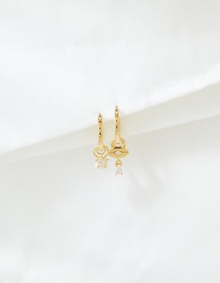 American Eagle AEO Keepers Collection 14K Gold Plated Charm Hoop Earring 4-Pack — фото 3