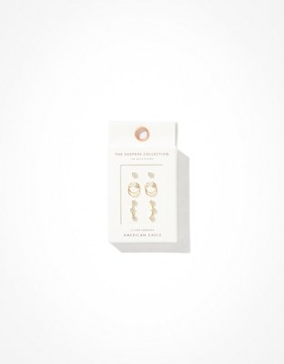 AE Keepers Collection 14K Gold Plated Star Earring 4-Pack