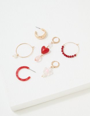 AEO Festive Red Hoop Earring 6-Pack