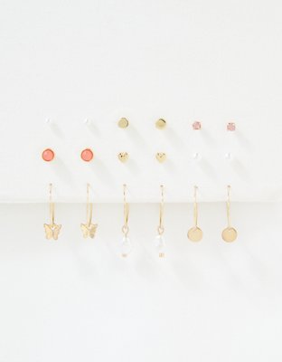 AEO Coral Stud + Hoop Earring 18-Pack